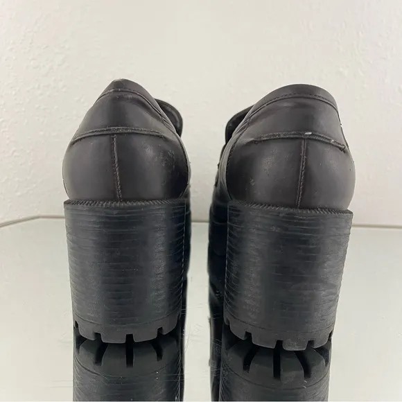 LOWER EAST SIDE Vintage Y2K Brown Faux Leather Chunky Platform Heeled Loafers