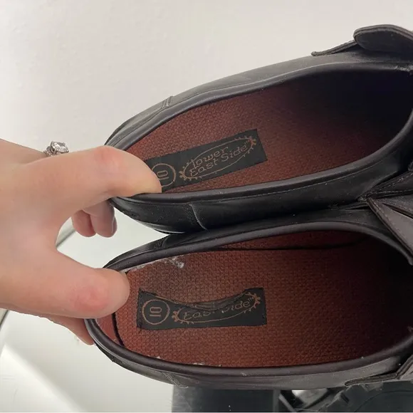 LOWER EAST SIDE Vintage Y2K Brown Faux Leather Chunky Platform Heeled Loafers