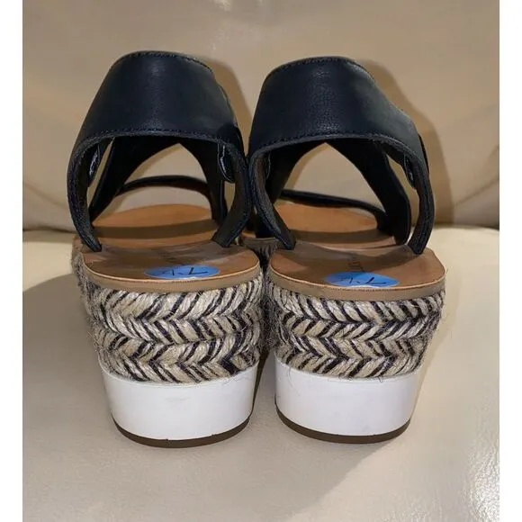 Lucky Brand Women's Wedge Black White Tan Platform‎ Sandals Size 7.5