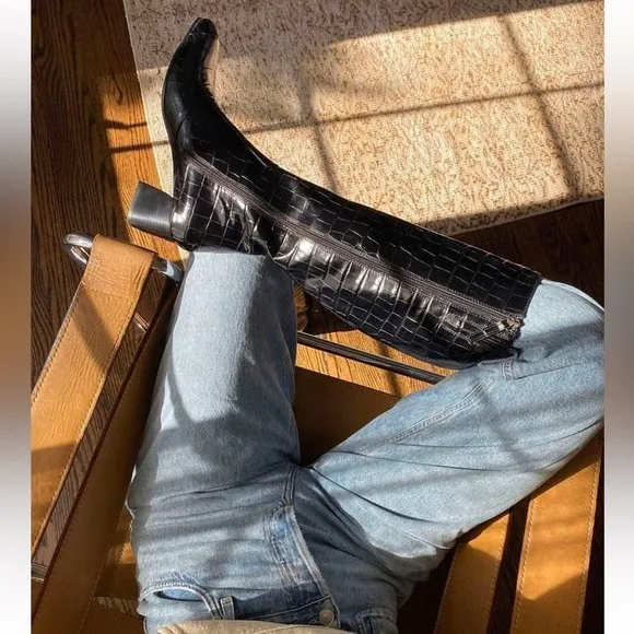 M. Gemi Boots The Corsa Alto Knee Height in Grey Crocodile