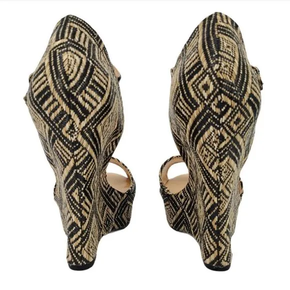 Madden girl black 5 1/2&quot; tribal aztec wedge platform Attitude women's shoes