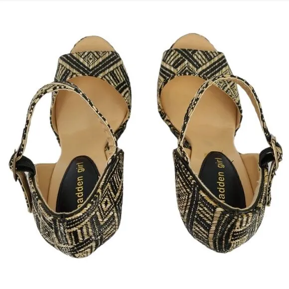 Madden girl black 5 1/2&quot; tribal aztec wedge platform Attitude women's shoes
