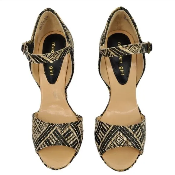 Madden girl black 5 1/2&quot; tribal aztec wedge platform Attitude women's shoes