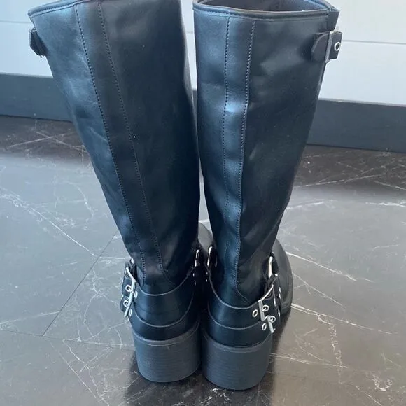 Madden Girl Stylish Black Knee-High Boots with Buckles