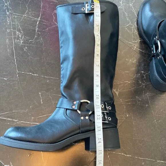 Madden Girl Stylish Black Knee-High Boots with Buckles