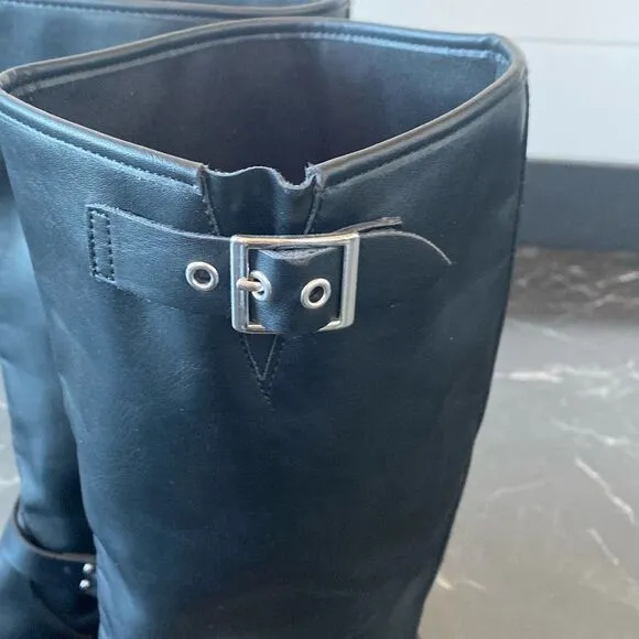Madden Girl Stylish Black Knee-High Boots with Buckles