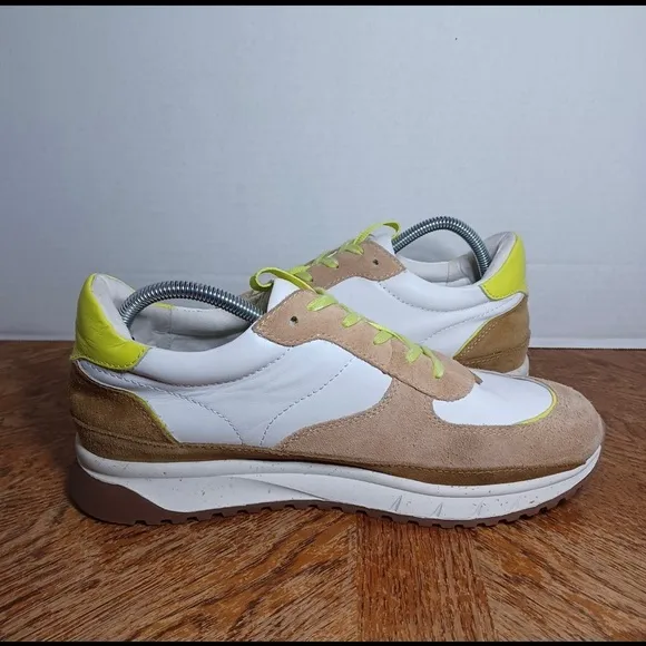 Madewell Kickoff Trainers Leather Suede Lime Shoes Size M 9M / W11M (79 box 10)