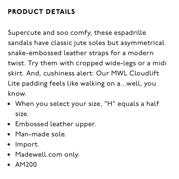 Madewell ‘ Malia’ Leather Espadrilles Sandals
