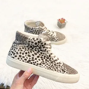 MADEWELL Spot Mix Real Fur High Top Sneakers shoes animal women size 7.5