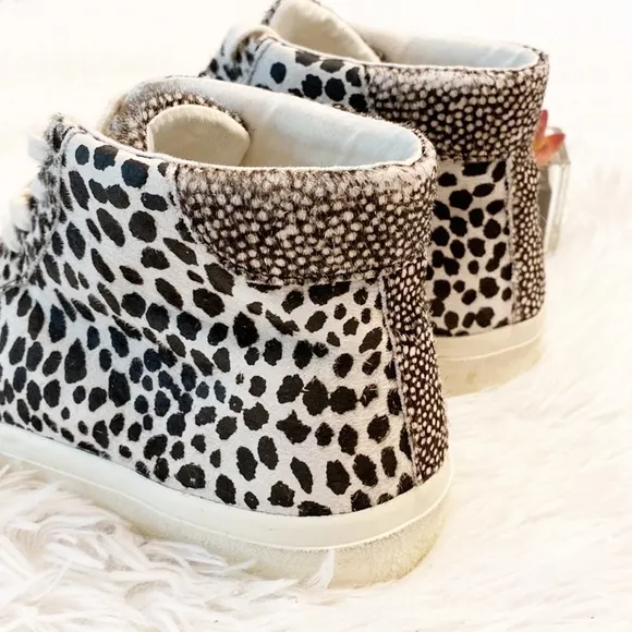 MADEWELL Spot Mix Real Fur High Top Sneakers shoes animal women size 7.5