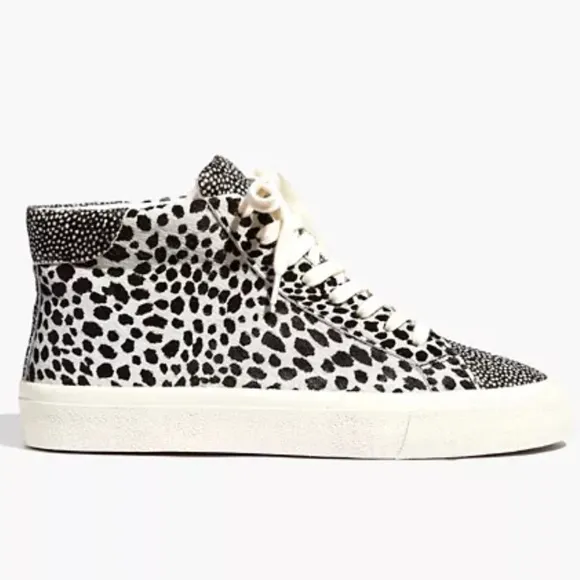 MADEWELL Spot Mix Real Fur High Top Sneakers shoes animal women size 7.5