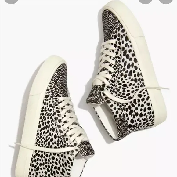 MADEWELL Spot Mix Real Fur High Top Sneakers shoes animal women size 7.5