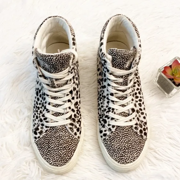 MADEWELL Spot Mix Real Fur High Top Sneakers shoes animal women size 7.5