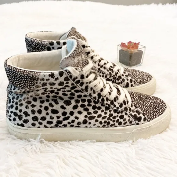 MADEWELL Spot Mix Real Fur High Top Sneakers shoes animal women size 7.5