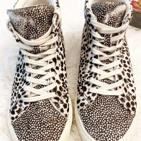 MADEWELL Spot Mix Real Fur High Top Sneakers shoes animal women size 7.5