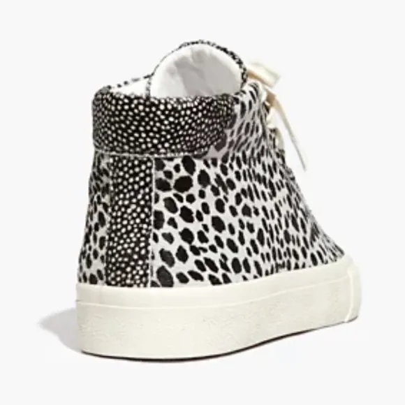 MADEWELL Spot Mix Real Fur High Top Sneakers shoes animal women size 7.5