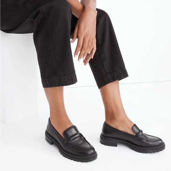 Madewell The Bradley Lugsole Loafer in Black Leather size 7