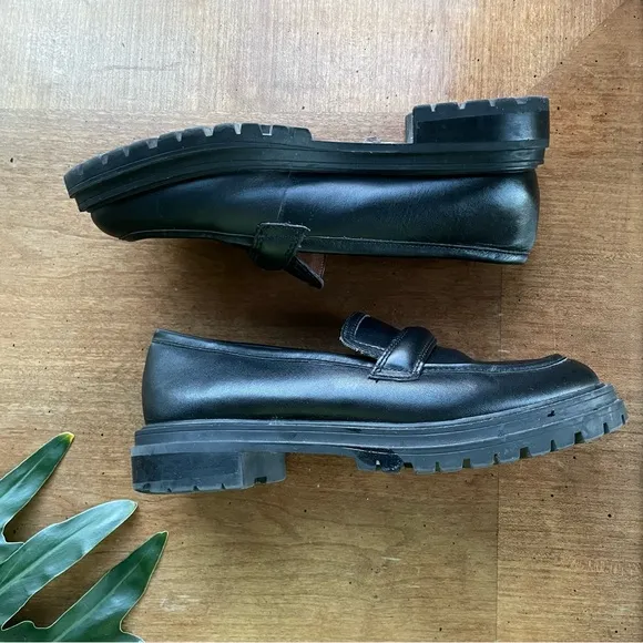 Madewell The Bradley Lugsole Loafer in Black Leather size 7