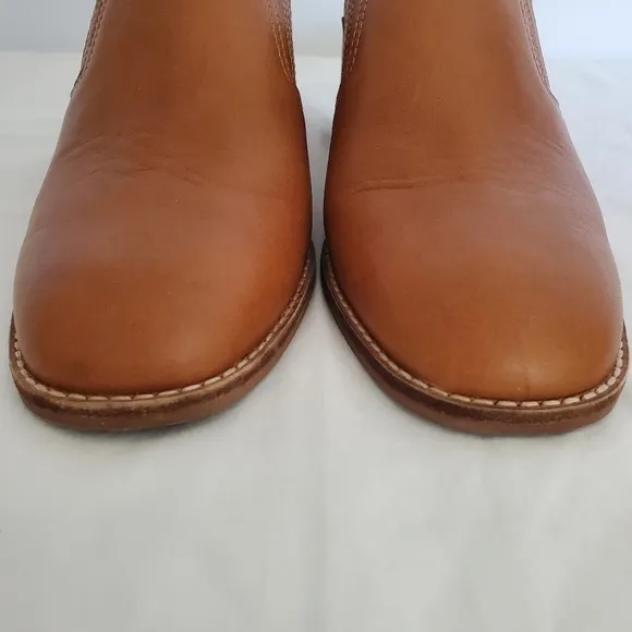 MADEWELL 'THE CAREY' SHOE WOMEN SZ 8 LEATHER MULE CHUNKY-HEEL SQUARE-TOE BROWN
