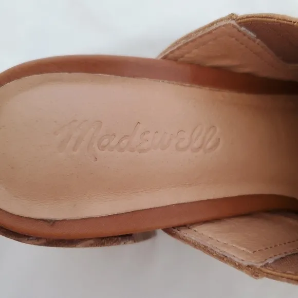 MADEWELL 'THE CAREY' SHOE WOMEN SZ 8 LEATHER MULE CHUNKY-HEEL SQUARE-TOE BROWN