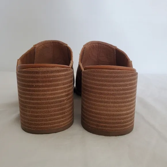 MADEWELL 'THE CAREY' SHOE WOMEN SZ 8 LEATHER MULE CHUNKY-HEEL SQUARE-TOE BROWN