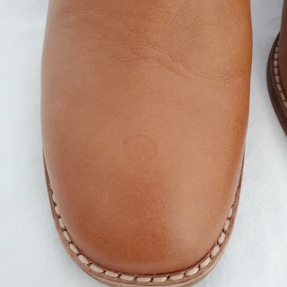 MADEWELL 'THE CAREY' SHOE WOMEN SZ 8 LEATHER MULE CHUNKY-HEEL SQUARE-TOE BROWN