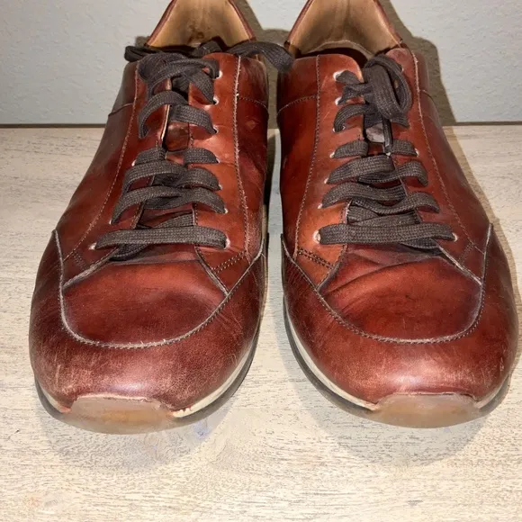 MAGNANNI Chaz Brown Cognac Leather Sneaker Size 12 M 19816 Made in Portugal