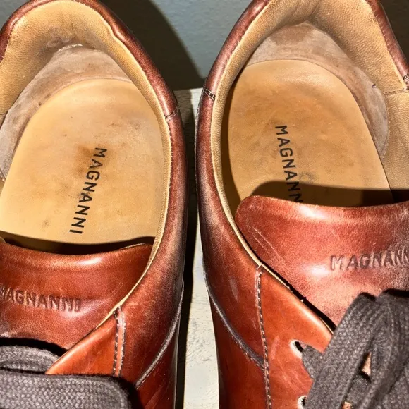 MAGNANNI Chaz Brown Cognac Leather Sneaker Size 12 M 19816 Made in Portugal