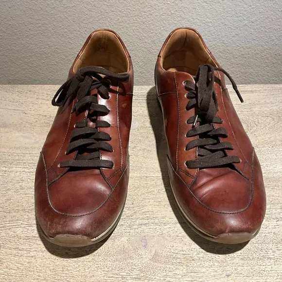 MAGNANNI Chaz Brown Cognac Leather Sneaker Size 12 M 19816 Made in Portugal