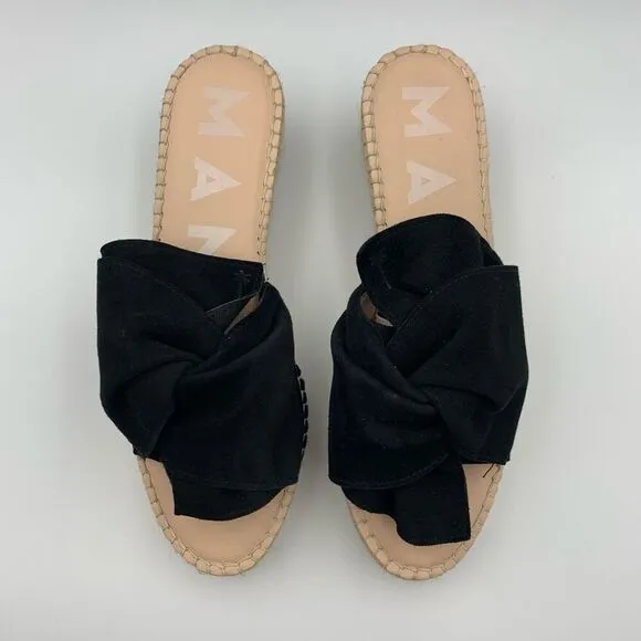 Manebí Knot Platform Suede Jute Sandals Black  Size 39