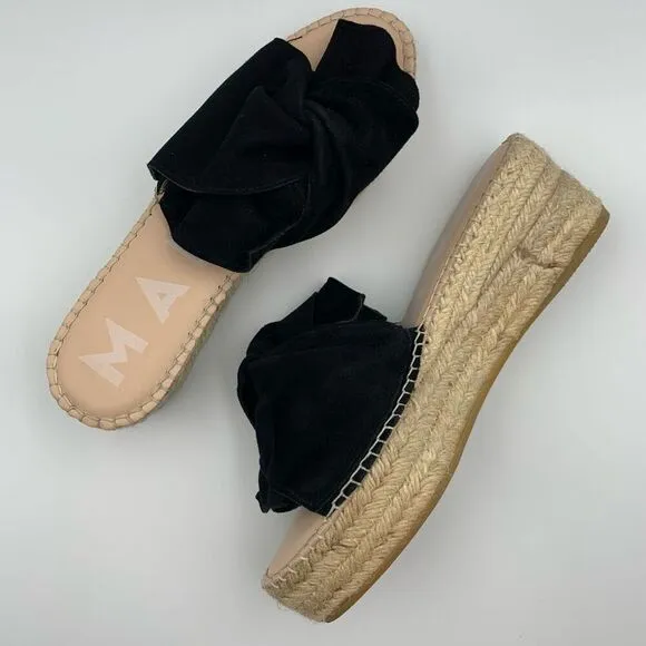 Manebí Knot Platform Suede Jute Sandals Black  Size 39