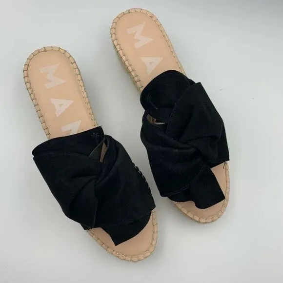 Manebí Knot Platform Suede Jute Sandals Black  Size 39