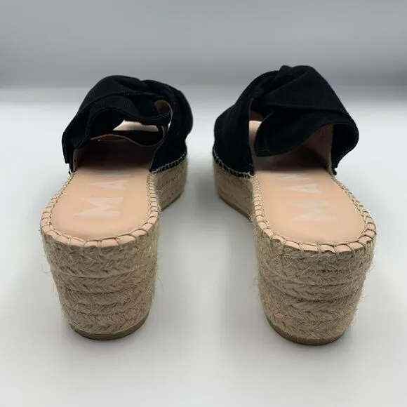 Manebí Knot Platform Suede Jute Sandals Black  Size 39