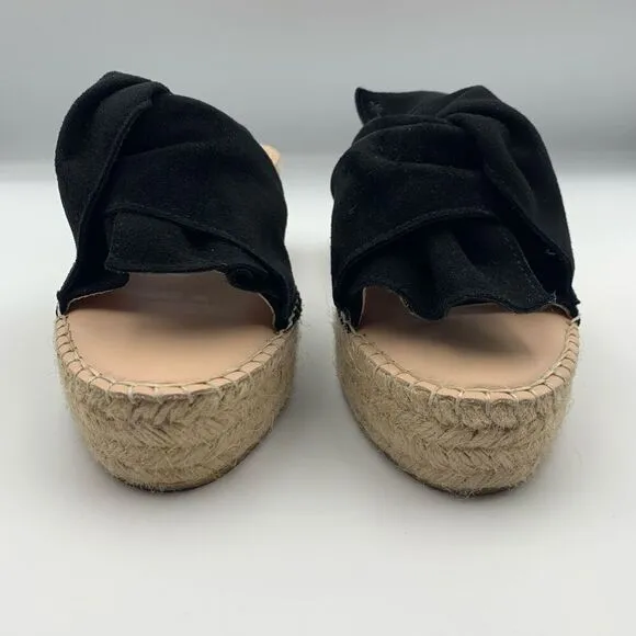 Manebí Knot Platform Suede Jute Sandals Black  Size 39