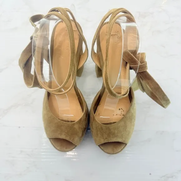 MANEBI Bellini Tie-Up Suede Platform Sandals