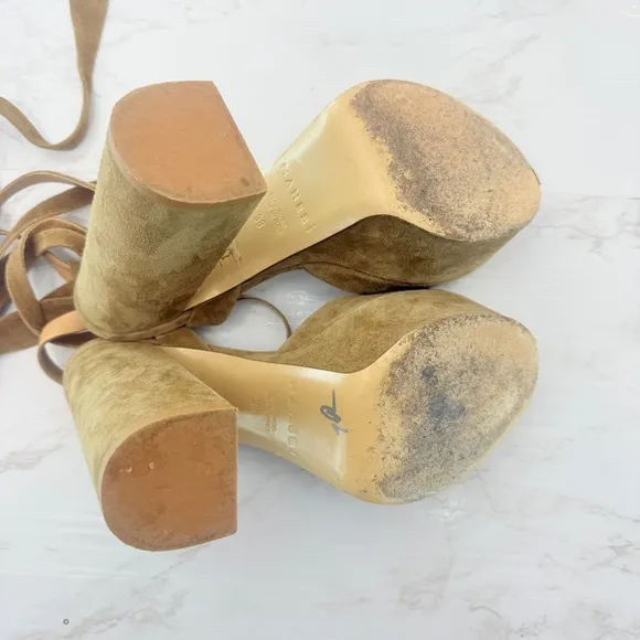 MANEBI Bellini Tie-Up Suede Platform Sandals