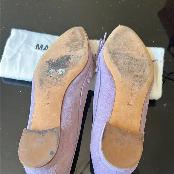 Manolo Blahnik Vintage Y2K Women's Boho Fringe Suede Flats Purple Made Italy 38