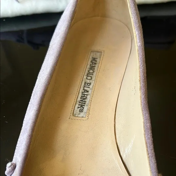 Manolo Blahnik Vintage Y2K Women's Boho Fringe Suede Flats Purple Made Italy 38