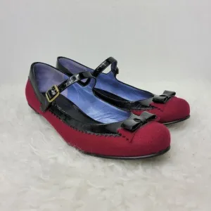 Marc By Marc Jacobs Red Black Womens Shoes Sz 6.5 Leather Fabric Mary Jane