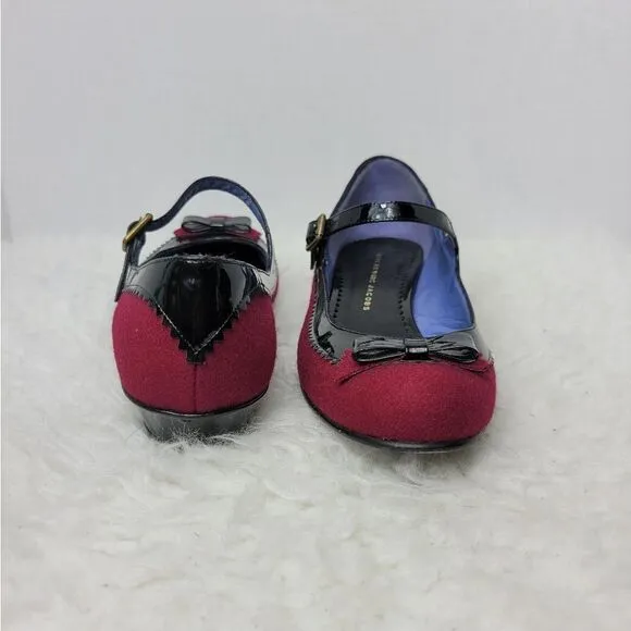 Marc By Marc Jacobs Red Black Womens Shoes Sz 6.5 Leather Fabric Mary Jane
