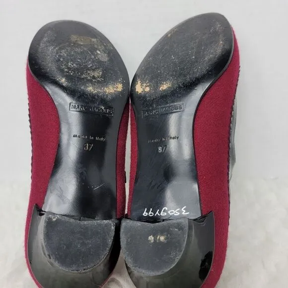 Marc By Marc Jacobs Red Black Womens Shoes Sz 6.5 Leather Fabric Mary Jane
