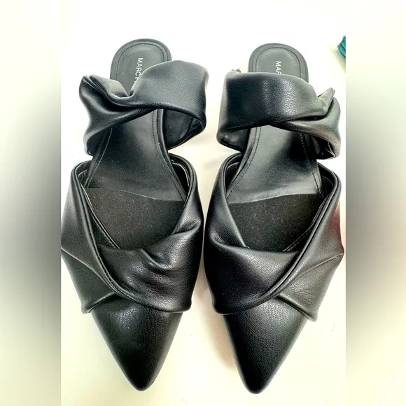Marc Fischer Size 8 Women’s double twist black leather shoes