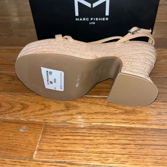Marc Fisher LTD Medium Natural Fetch Espadrilles Platform Sandals Women’s 9.5
