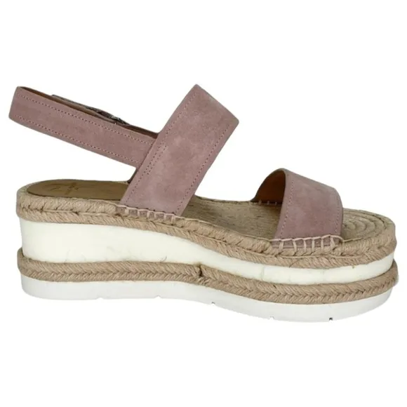 Marc Fisher LTD Platform Sandals 7.5M Gallia Pink Suede Jute Wrapped Slingback