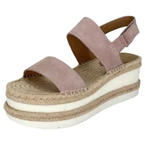 Marc Fisher LTD Platform Sandals 7.5M Gallia Pink Suede Jute Wrapped Slingback