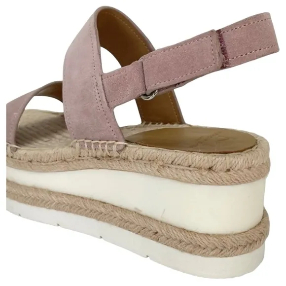 Marc Fisher LTD Platform Sandals 7.5M Gallia Pink Suede Jute Wrapped Slingback