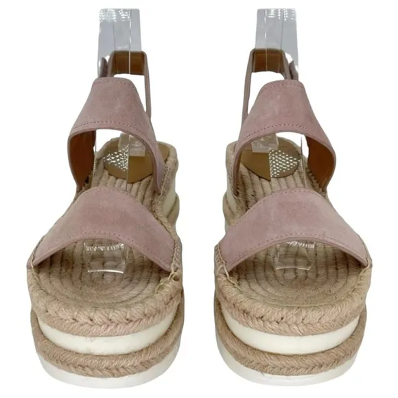 Marc Fisher LTD Platform Sandals 7.5M Gallia Pink Suede Jute Wrapped Slingback