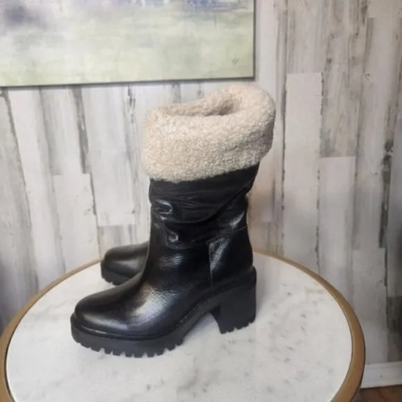 Marc Fisher LTD WILLOE LUGSOLE BOOTIE Black Leather
