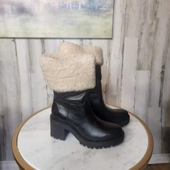 Marc Fisher LTD WILLOE LUGSOLE BOOTIE Black Leather