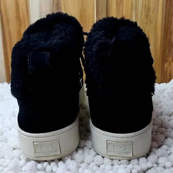 MARC FISHER SANA FAUX SHEARLING HIGH TOP SNEAKERS SIZE 7